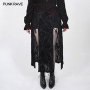 Swallow tail velvet slit skirt