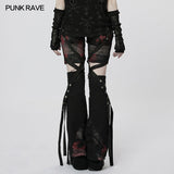 Punk irregular flared detachable trousers