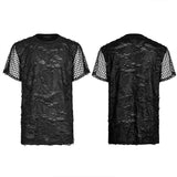 Goth Daily Wear Knited Broken Holes Short Sleeve T-shirt