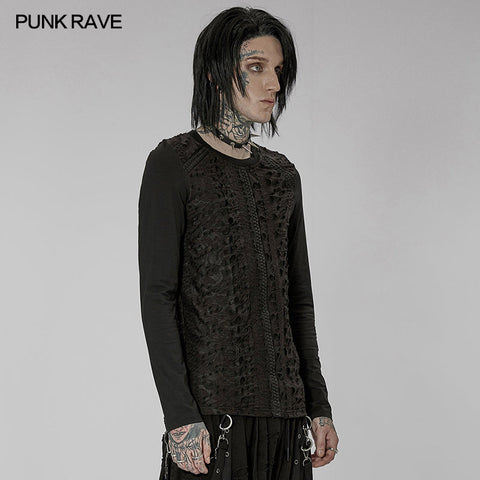 Goth knitted printed long sleeve T-shirt