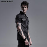 Punk abstract striped printed short sleeve shirt