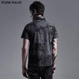 Punk abstract striped printed short sleeve shirt