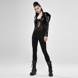 Cosmic Warrior Glossy Hollow Detachable Hem Medium-length Coat